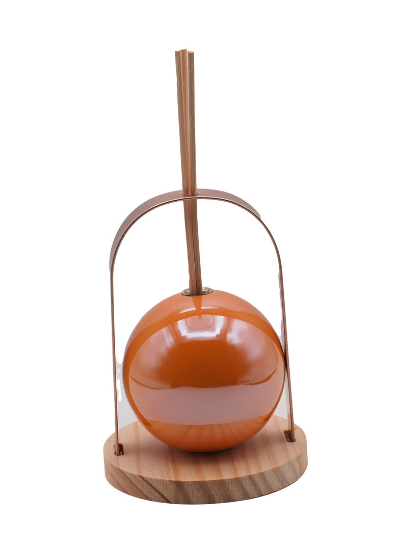 Profumatore diffusore in porcellana con base in legno arancione