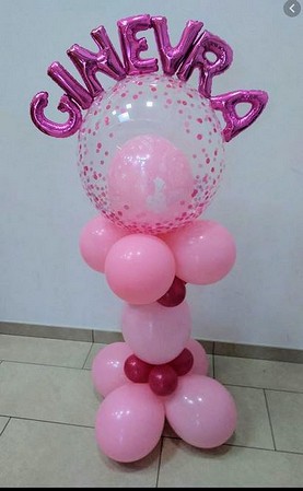 Composizione palloni con nome rosa